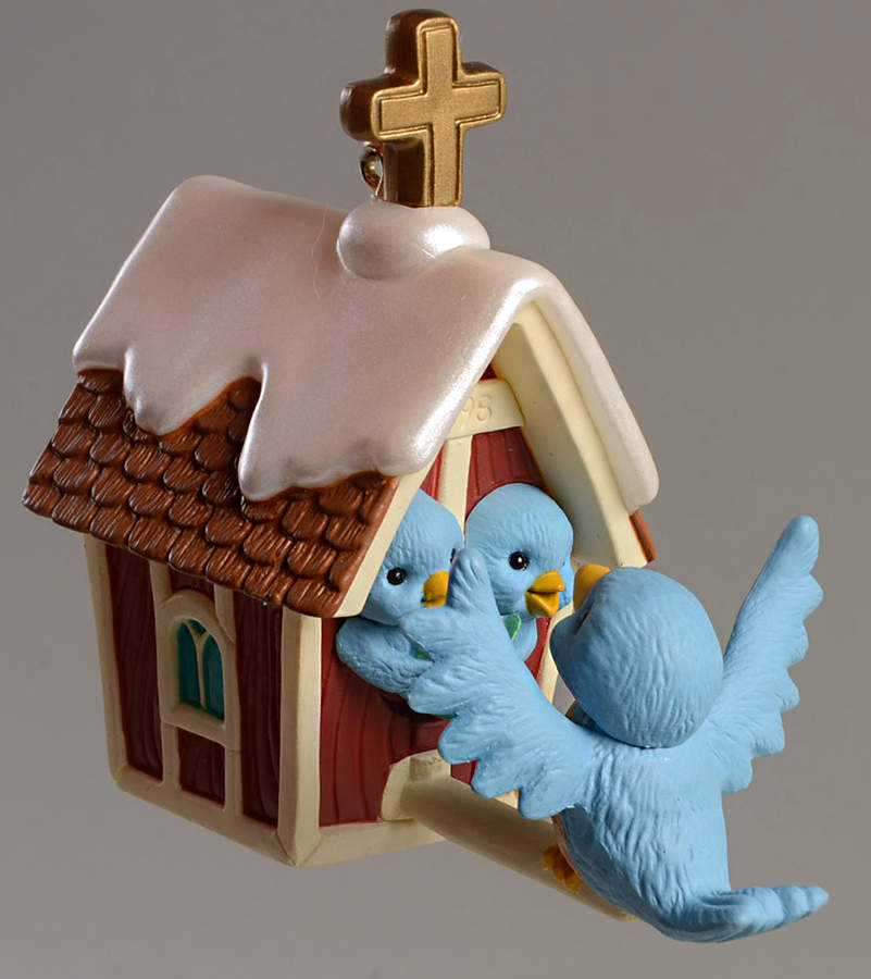 1998 Hallmark Christmas Ornaments Treetop Choir-Bluebird-Bird House - Boxed by Hallmark Gold Crown-1