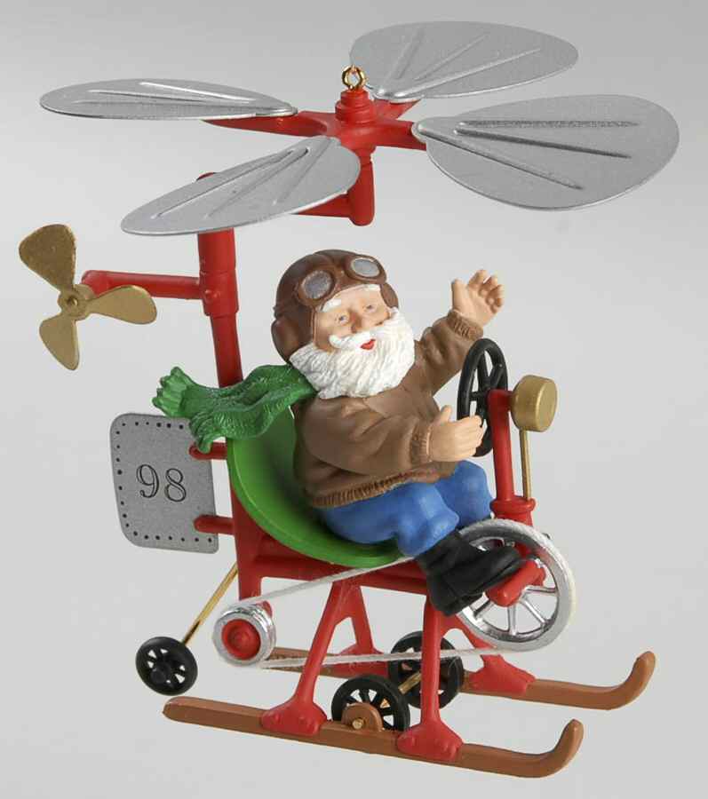 1998 Hallmark Christmas Ornaments Santa's Flying Machine - Boxed by Hallmark Gold Crown-1