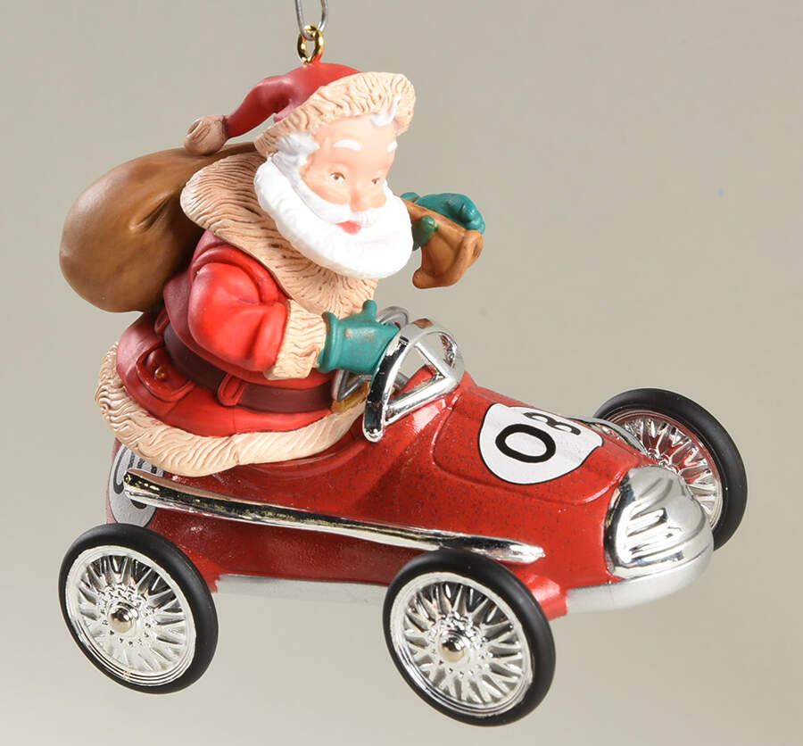 Collectors Club Ornament Santa Takes A Spin - Boxed by Hallmark Gold Crown-1