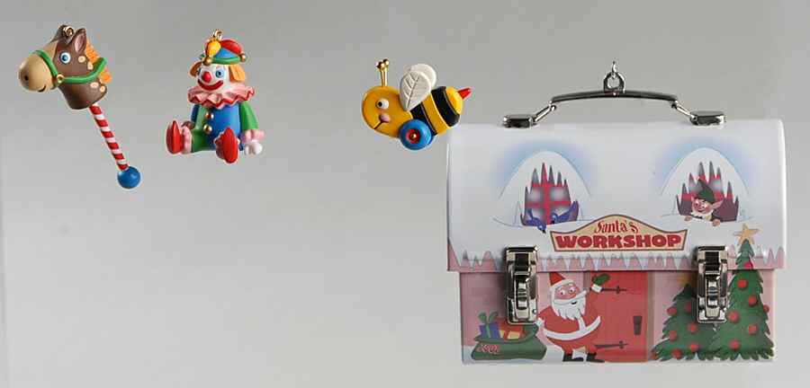 Collectors Club Ornament Santa's Workshop Lunchbox - No Box by Hallmark Gold Crown-1