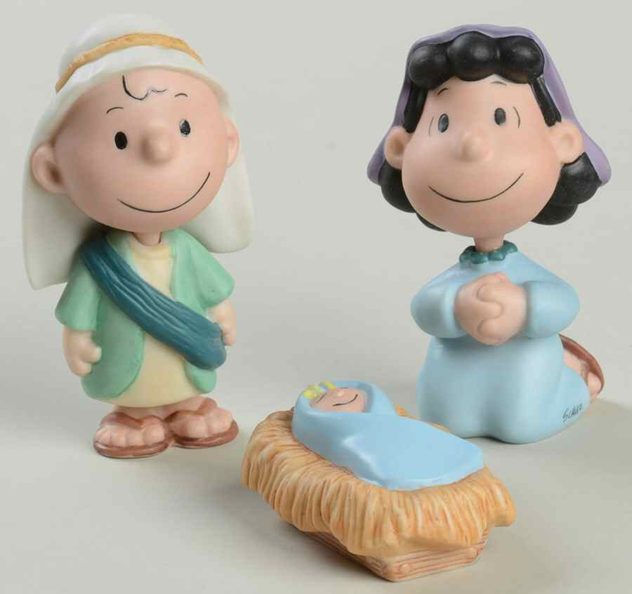 Peanuts Gallery The Holy Family - 3 Pc Set - Boxed by Hallmark Gold Crown-1