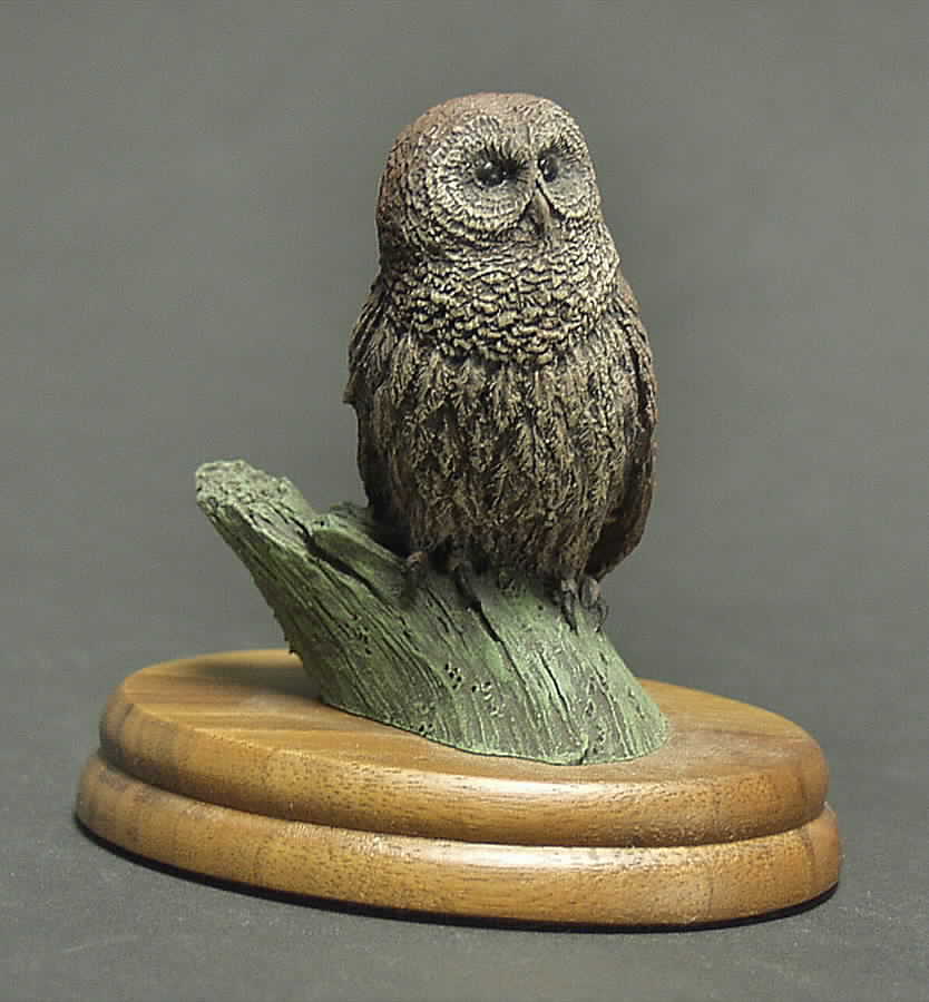 Deaton Wildlife Miniatures Barred Owl - Boxed by Hudson Pewter-1