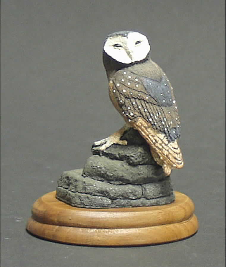 Deaton Wildlife Miniatures Barn Owl - Boxed by Hudson Pewter-1
