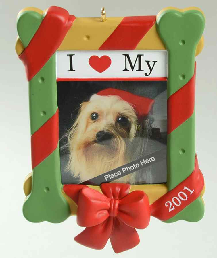 2001 Hallmark Christmas Ornaments I Love My Dog-Photo Holder-Frame - Boxed by Hallmark Gold Crown-1