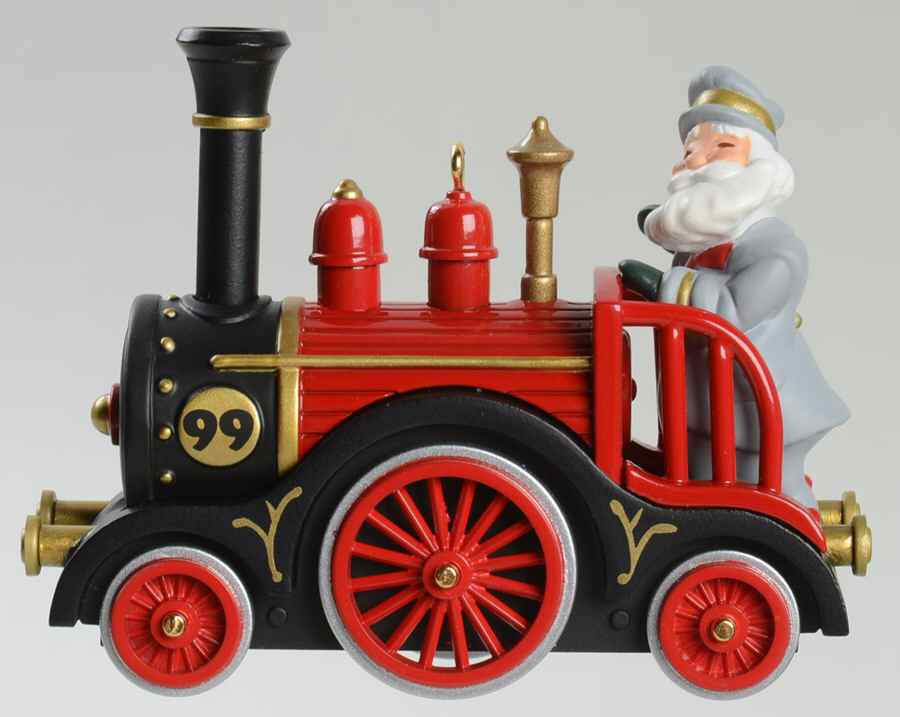 1999 Hallmark Christmas Ornaments Jolly Locomotive-Red - Boxed by Hallmark Gold Crown-1