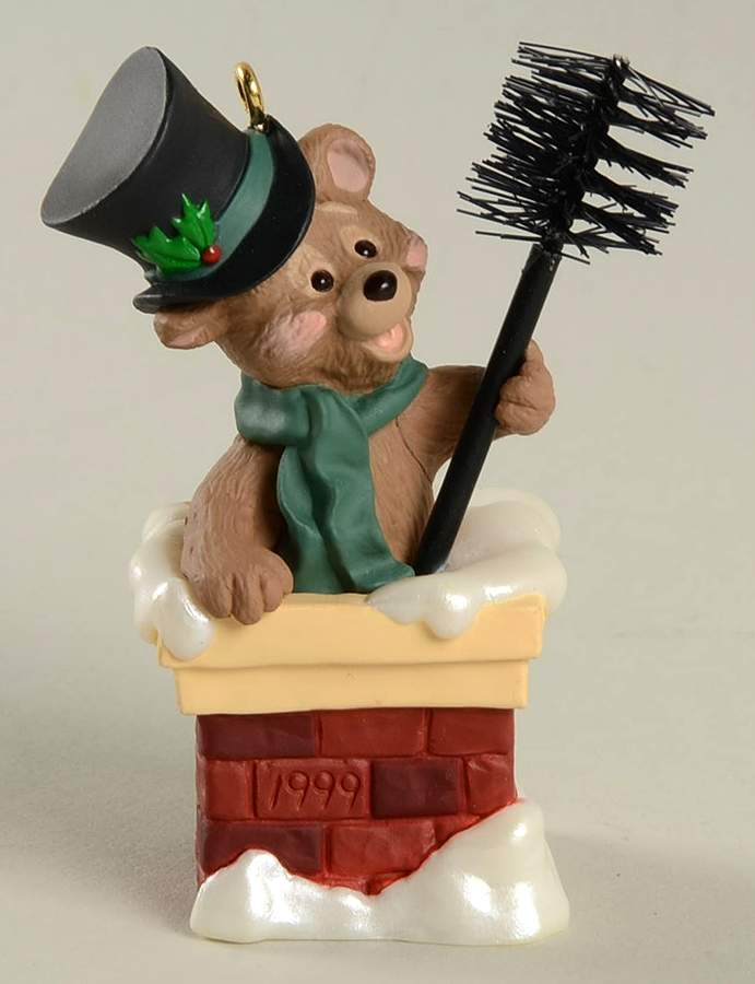 1999 Hallmark Christmas Ornaments All Sooted Up-Bear In Chimney - Boxed by Hallmark Gold Crown-1