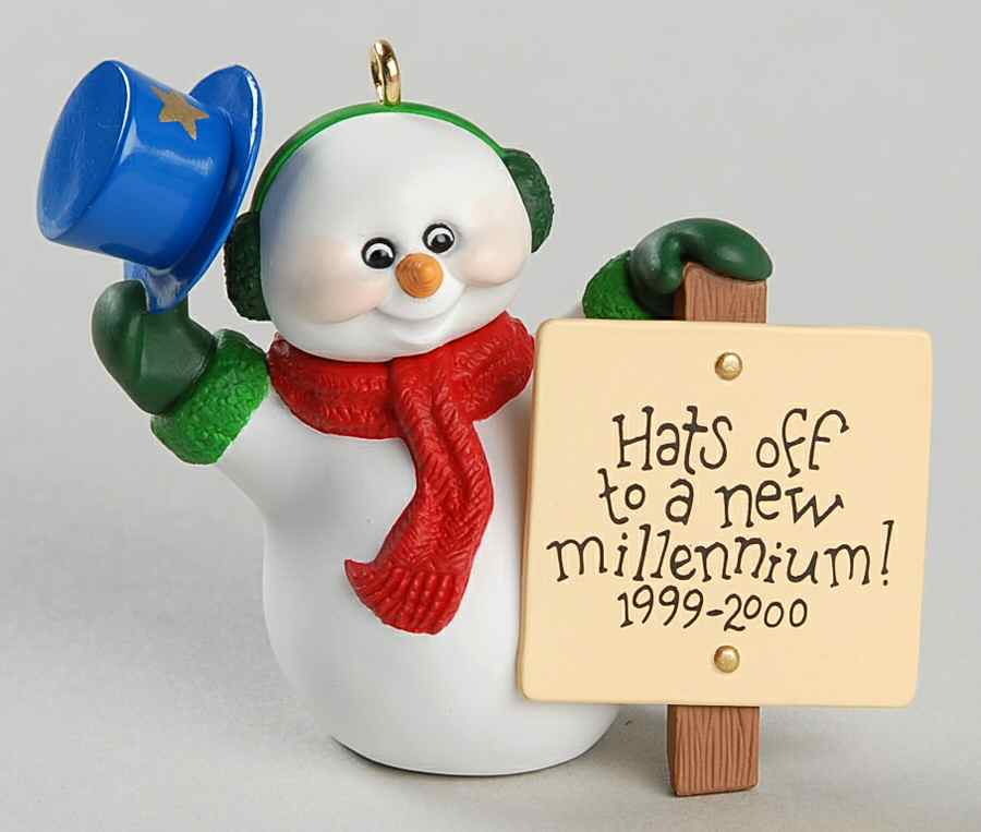1999 Hallmark Christmas Ornaments Millennium Snowman - Boxed by Hallmark Gold Crown-1