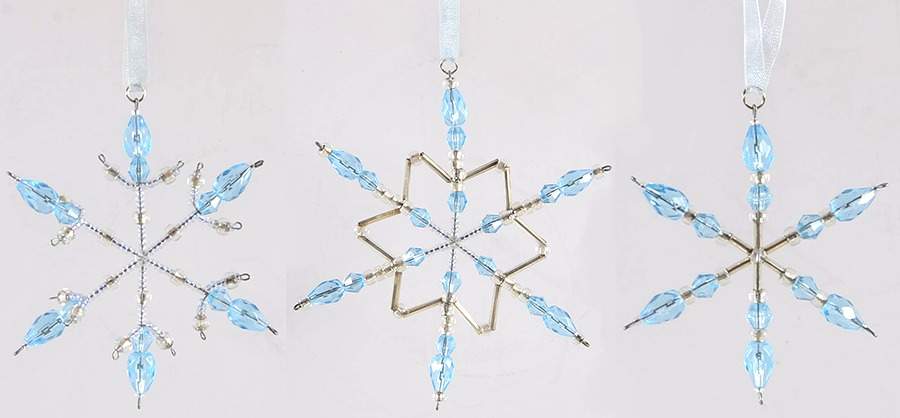2002 Hallmark Christmas Ornaments Frostlight Beaded Snowflakes(Blue) - Boxed by Hallmark Gold Crown-1