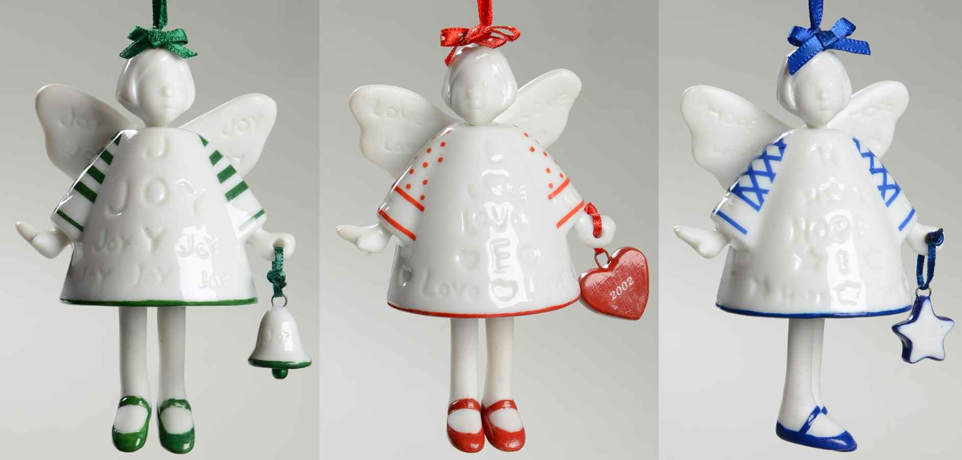 2002 Hallmark Christmas Ornaments Hope, Joy, And Love-Set Of 3 - No Box by Hallmark Gold Crown-1