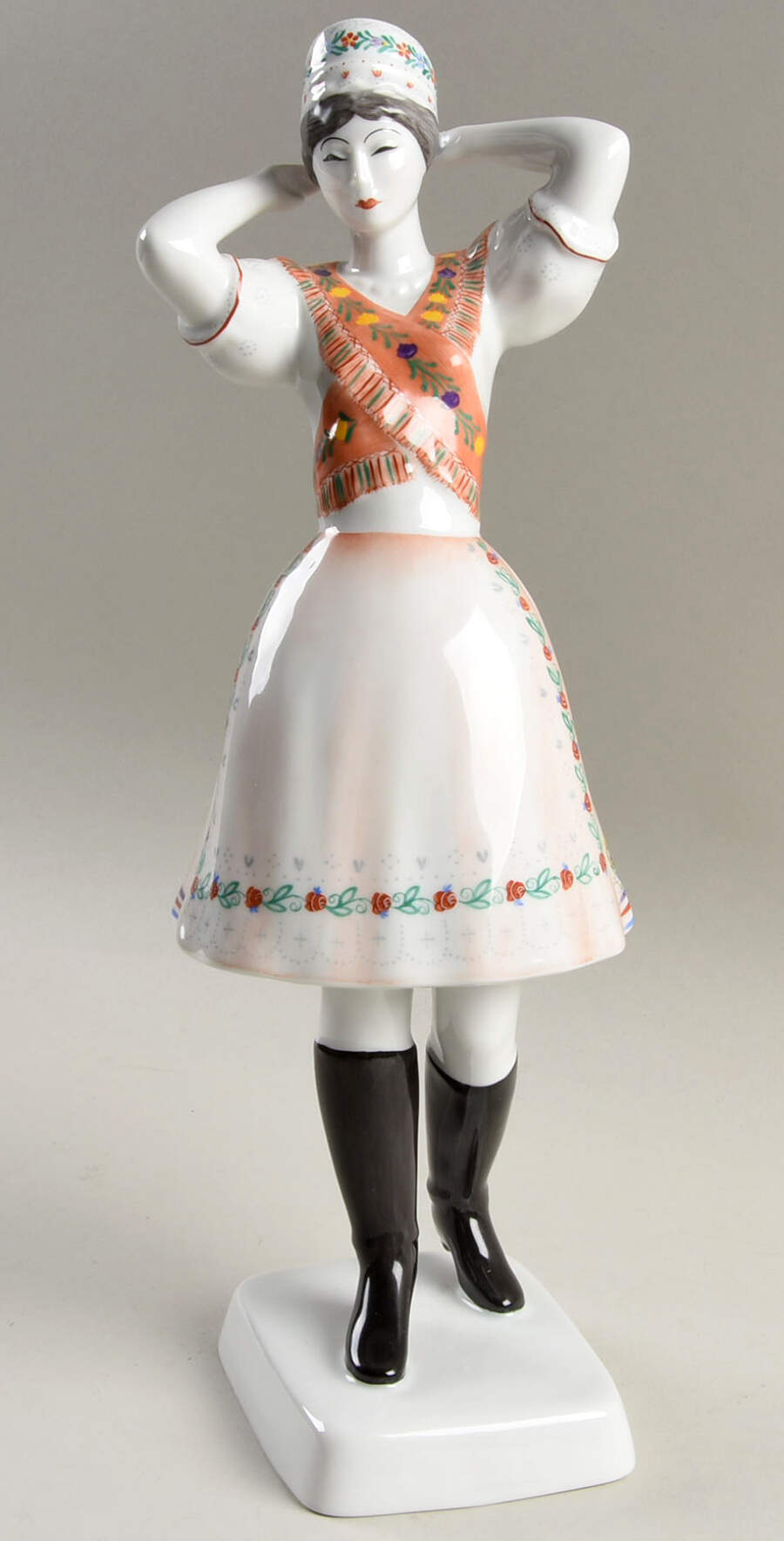 Hollohaza Figurines Lady W/ Orange Dress - No Box by Hollohaza-1