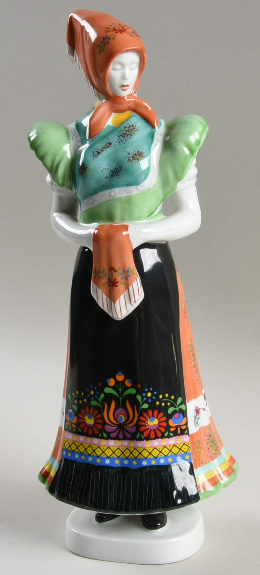 Hollohaza Figurines Lady W/ Green&Black Dress - Boxed by Hollohaza-1