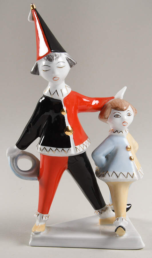 Hollohaza Figurines Clown With Girl - No Box by Hollohaza-1