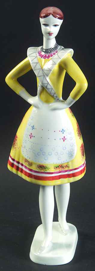 Hollohaza Figurines Lady W/ Yellow Dress - Boxed by Hollohaza-1