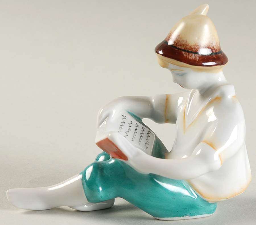 Hollohaza Figurines Boy Reading Book - No Box by Hollohaza-1