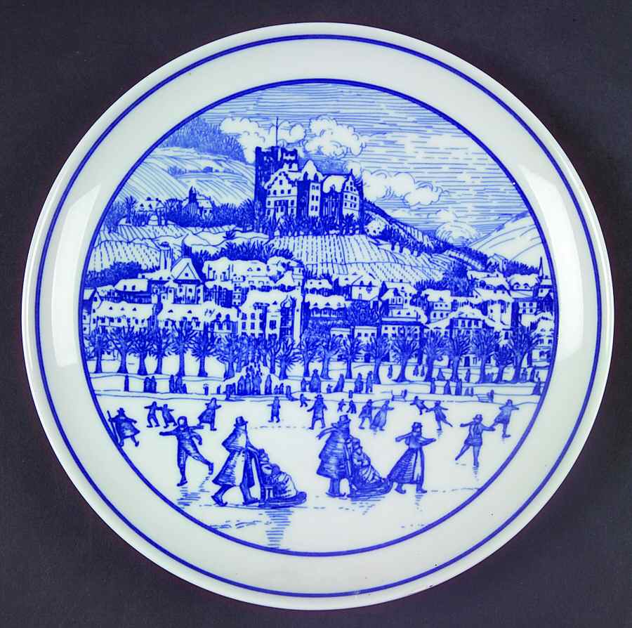 Hutschenreuther Plates Skating Scene - No Box by Hutschenreuther-1