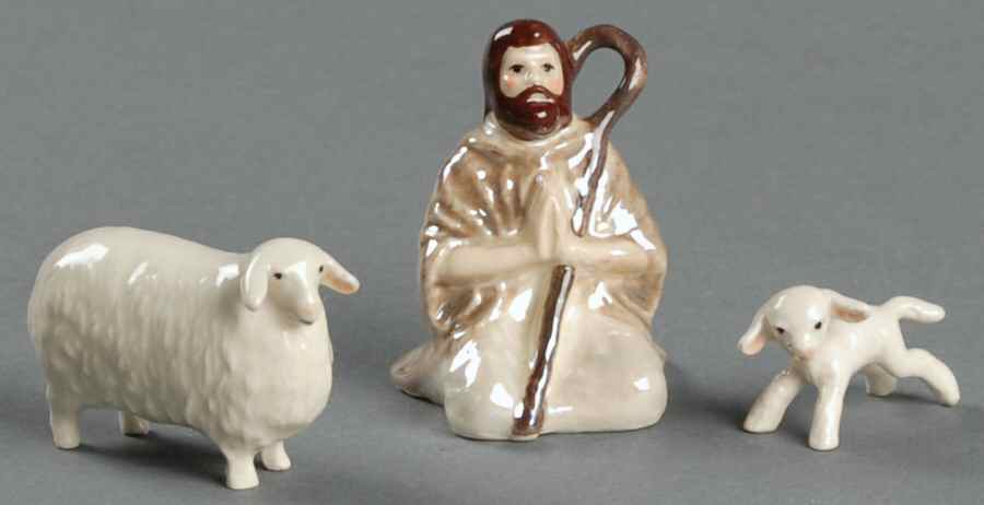Hagen-Renaker Figurines Shepherd With Sheep & Lamb-Set - No Box by Hagen-Renaker-1