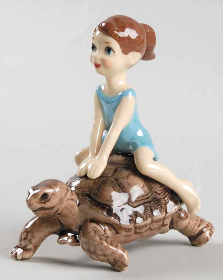 Hagen-Renaker Figurines Little Girl On Tortoise - No Box by Hagen-Renaker-1