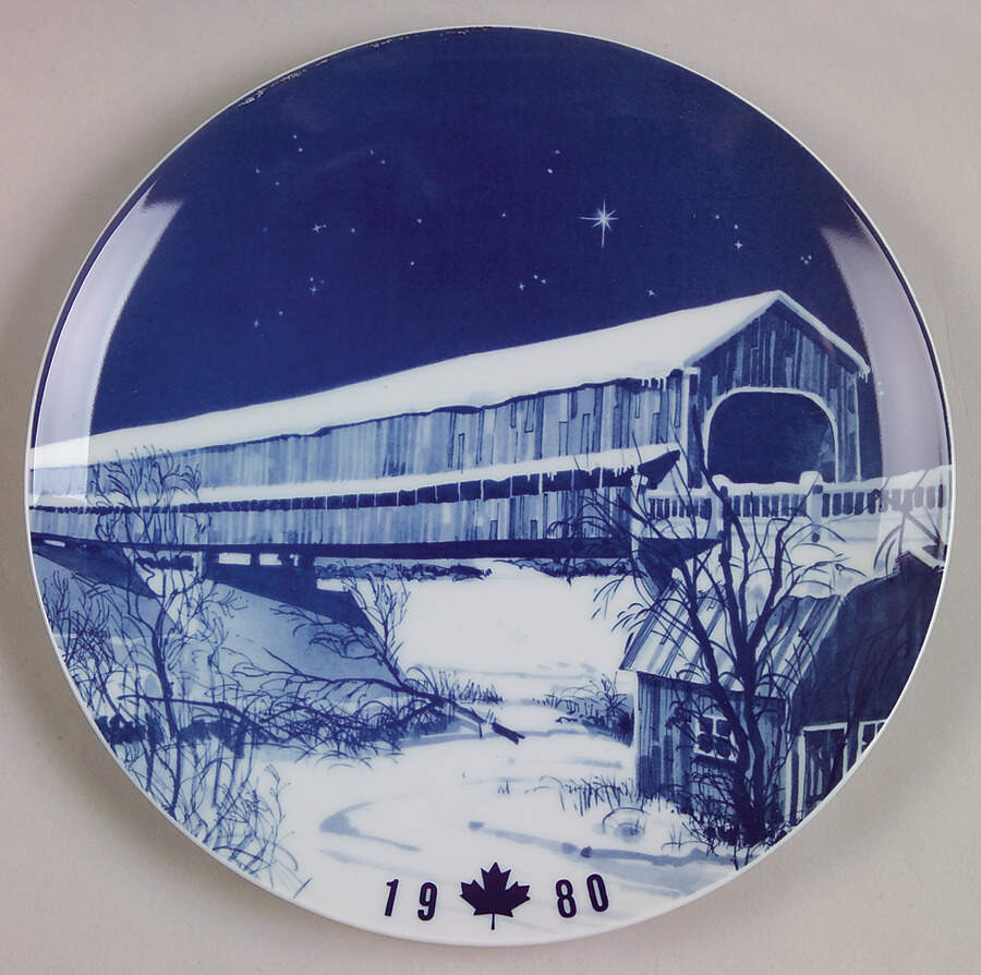 Canada Christmas Plate The Covered Bridge At Hartland - No Box by Hutschenreuther-1