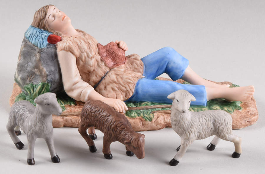 Thomas Kinkade Nativity Peaceful Shepherd With 3 Sheep - No Box by Hawthorne Village-1