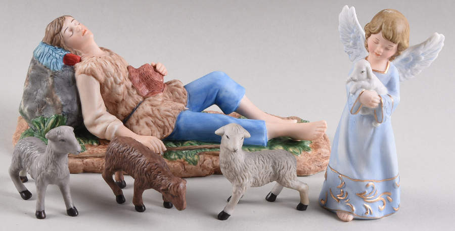 Thomas Kinkade Nativity Peaceful Shepherd & Heaven's Watchful Gr - No Box by Hawthorne Village-1