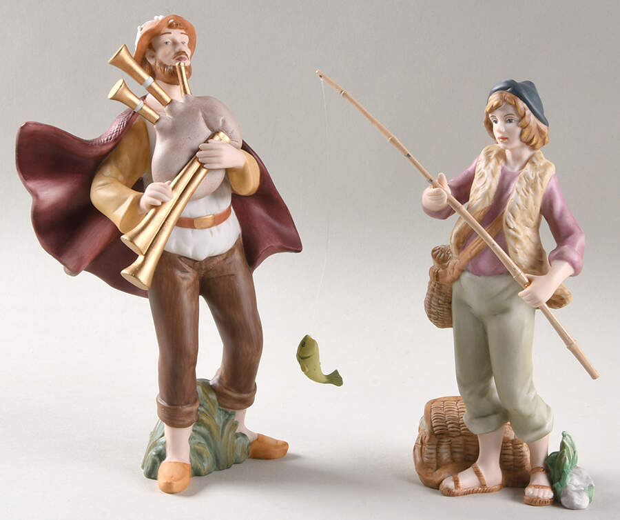 Thomas Kinkade Nativity Skilled Fisherman & Playing For The Newb - No Box by Hawthorne Village-1