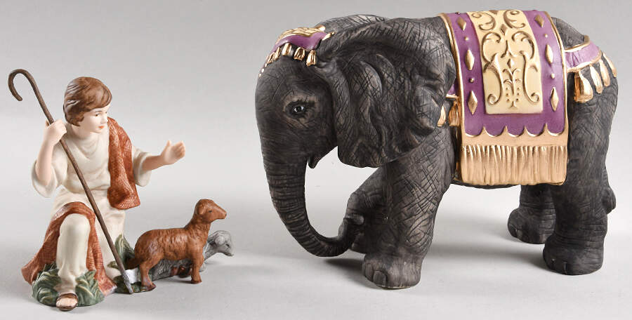 Thomas Kinkade Nativity Grand Elephant & Kneeling Before Newborn - No Box by Hawthorne Village-1