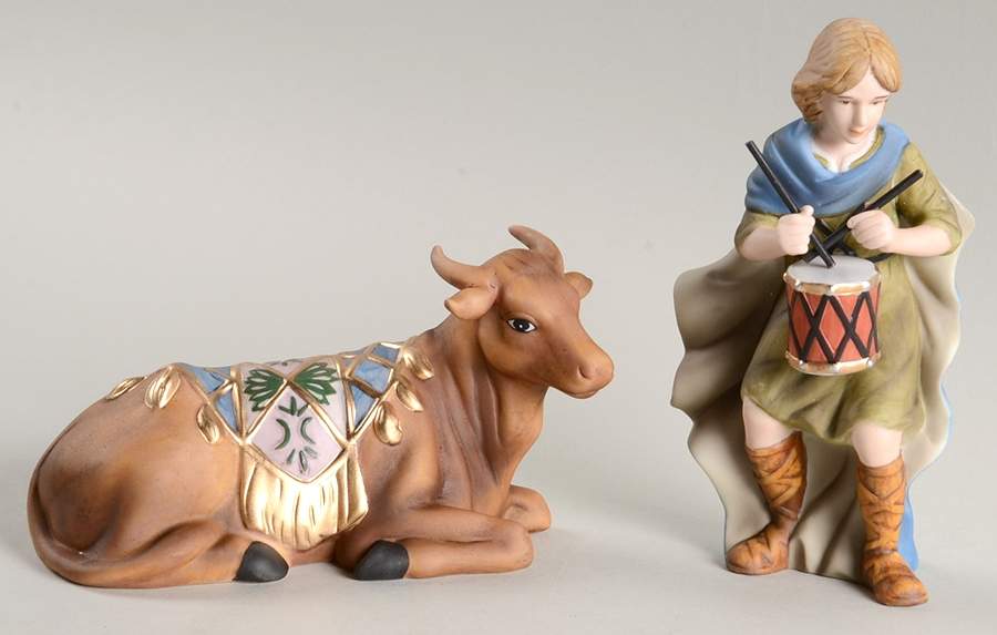 Thomas Kinkade Nativity Little Drummer Boy & Seated Bull Box S/2 - No Box by Hawthorne Village-1