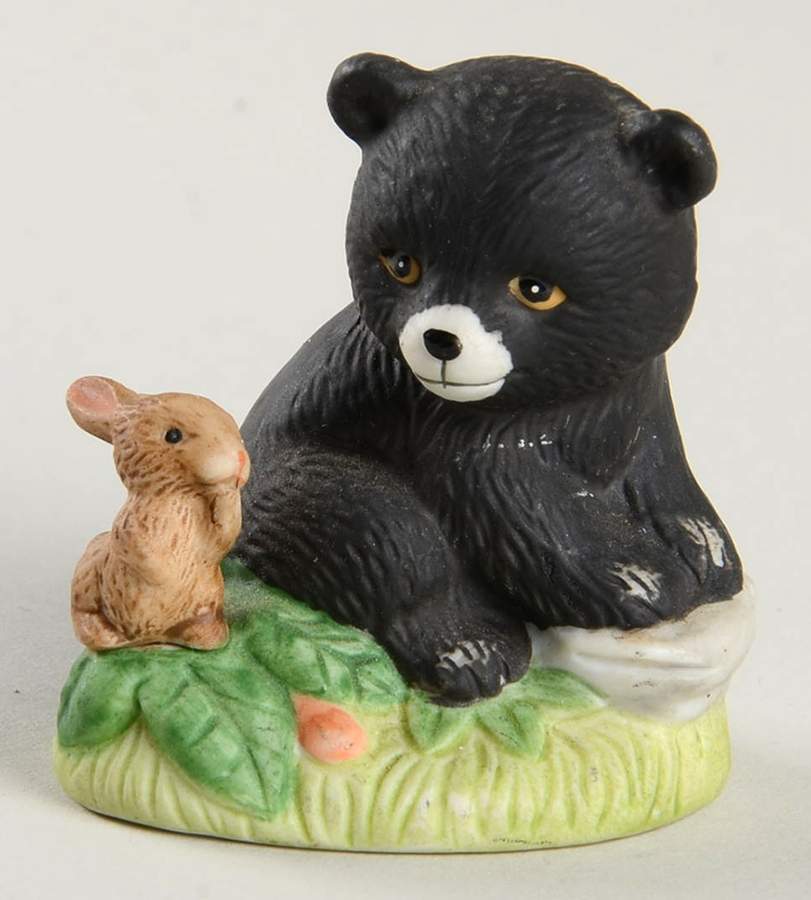 Homco Figurines Black Bear With Rabbit - No Box by Homco-1