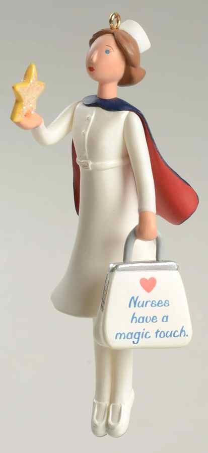 2003 Hallmark Christmas Ornaments Nurse With Magic Touch - Boxed by Hallmark Gold Crown-1