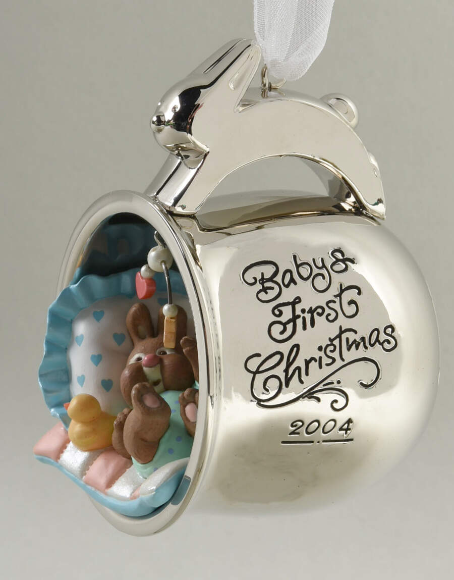 2004 Hallmark Christmas Ornaments Baby's First Christmas-Silver Cup - Boxed by Hallmark Gold Crown-1
