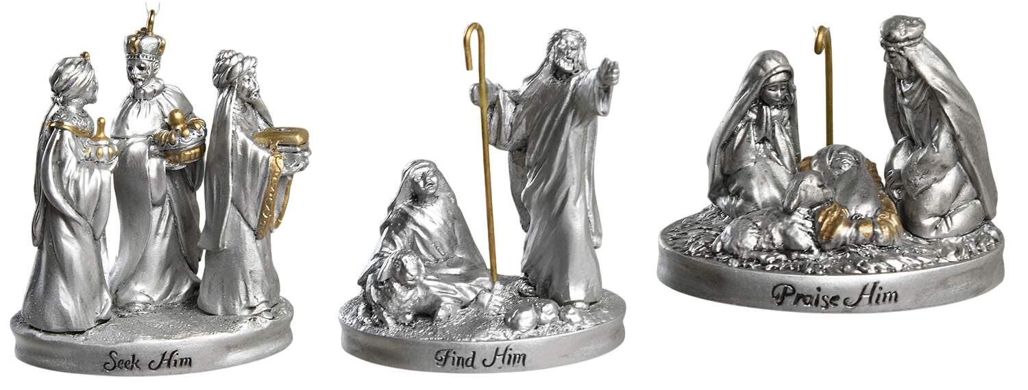 2004 Hallmark Christmas Ornaments That Holy Night-Set Of 3 - Boxed by Hallmark Gold Crown-1
