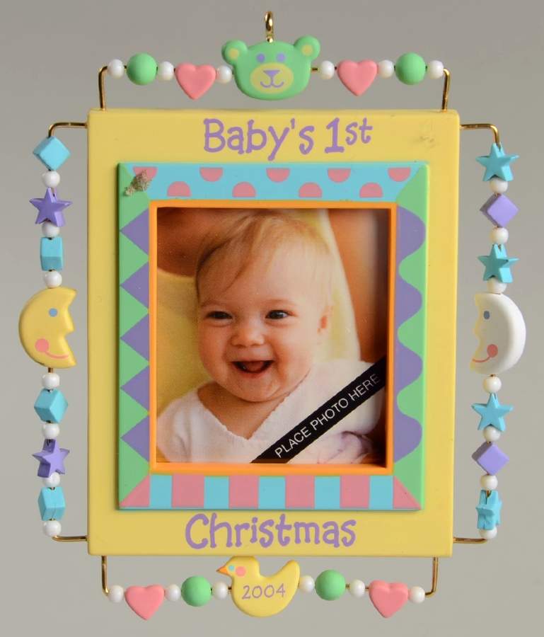 2004 Hallmark Christmas Ornaments Baby's First Christmas-Photo - Boxed by Hallmark Gold Crown-1