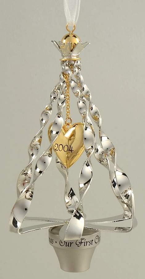 2004 Hallmark Christmas Ornaments Our First Christmas-Gold Heart In Silver - No Box by Hallmark Gold Crown-1
