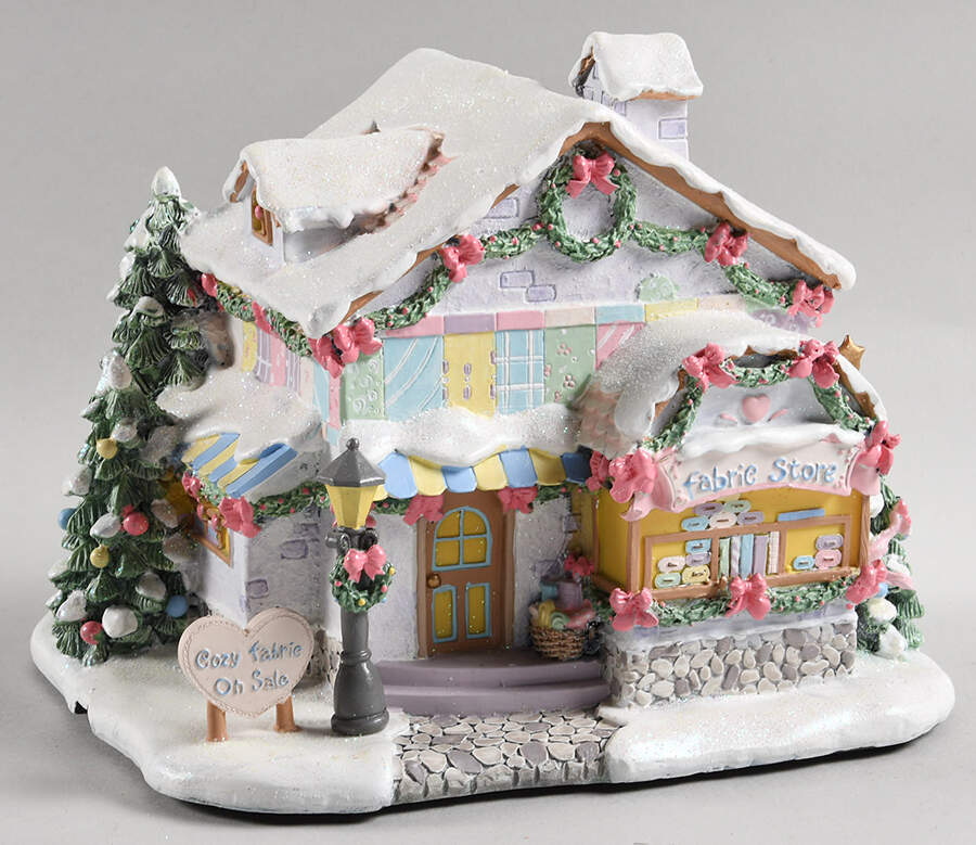 Precious Moments Christmas Village Cozying Up To You Fabric Store - No Box by Hawthorne Village-1