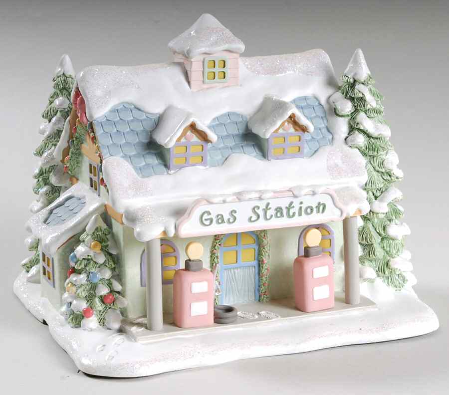 Precious Moments Christmas Village Miles Of Smiles Gas Station - No Box by Hawthorne Village-1