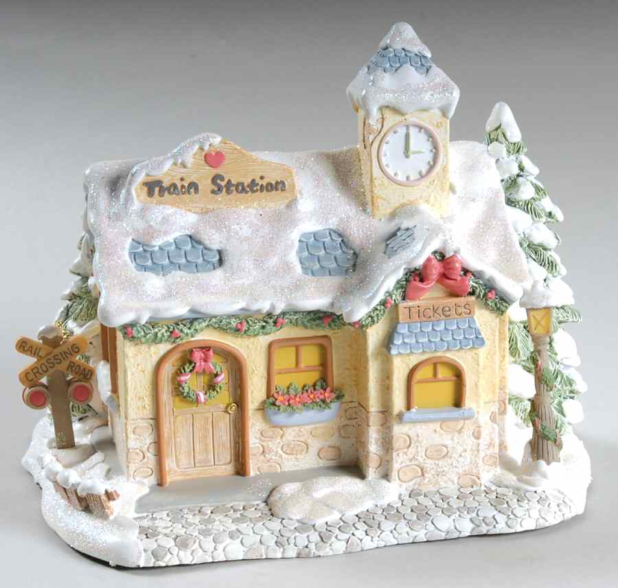 Precious Moments Christmas Village Precious Rails Train Station - No Box by Hawthorne Village-1