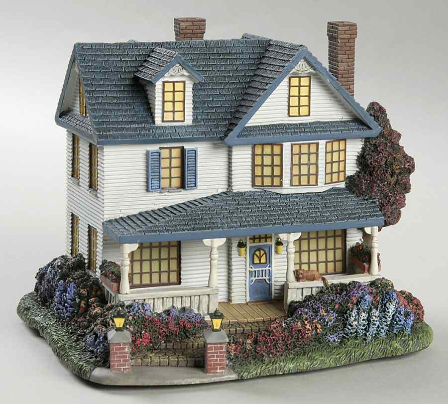 Thomas Kinkade Hometown Spring Victorian Evening House - No Box by Hawthorne Village-1