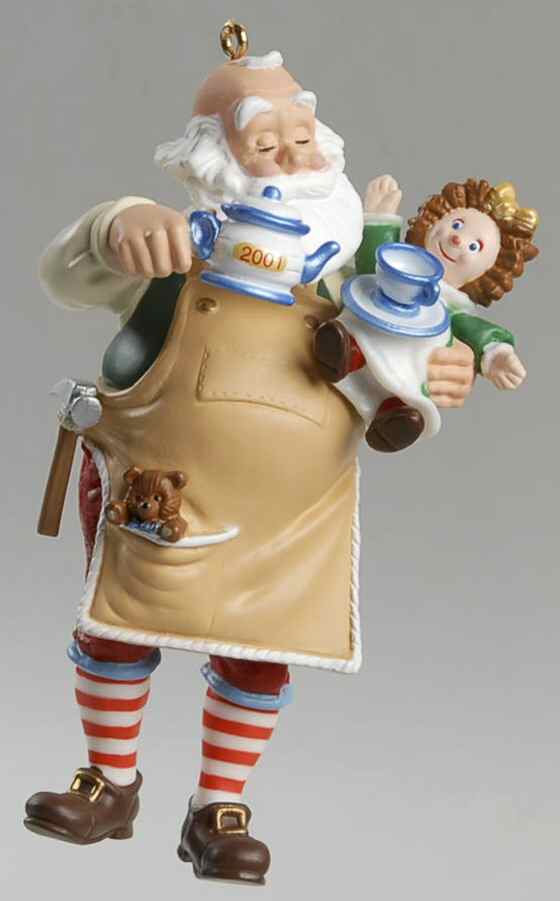 Toymaker Santa 2001 Tea Party #2 - Boxed by Hallmark Gold Crown-1