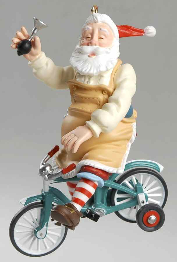 Toymaker Santa 2002 On Bicycle #3 - No Box by Hallmark Gold Crown-1