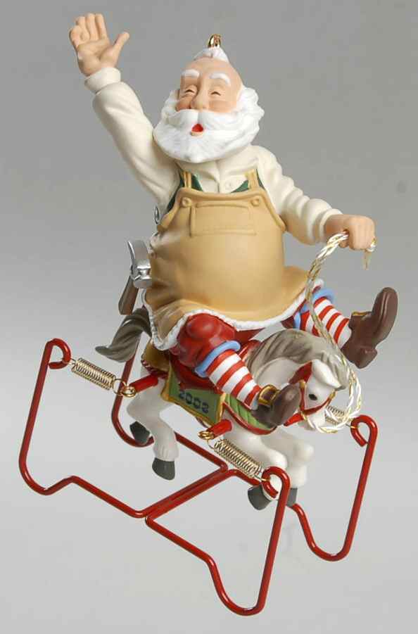 Toymaker Santa 2003 On Toy Horse #4 - Boxed by Hallmark Gold Crown-1