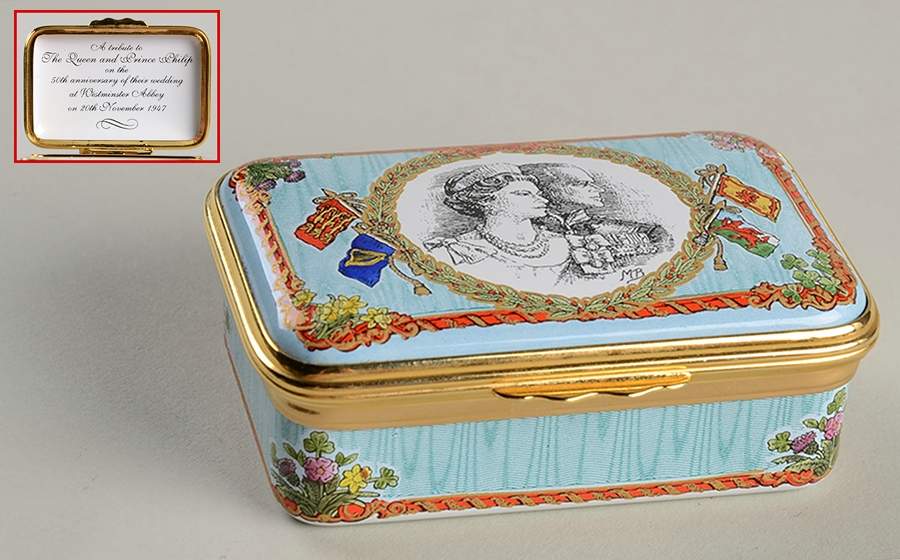 Royalty Commemorative Box Elizabeth Ii & Prince Philip-50th Anniv - No Box by Halcyon Days-1