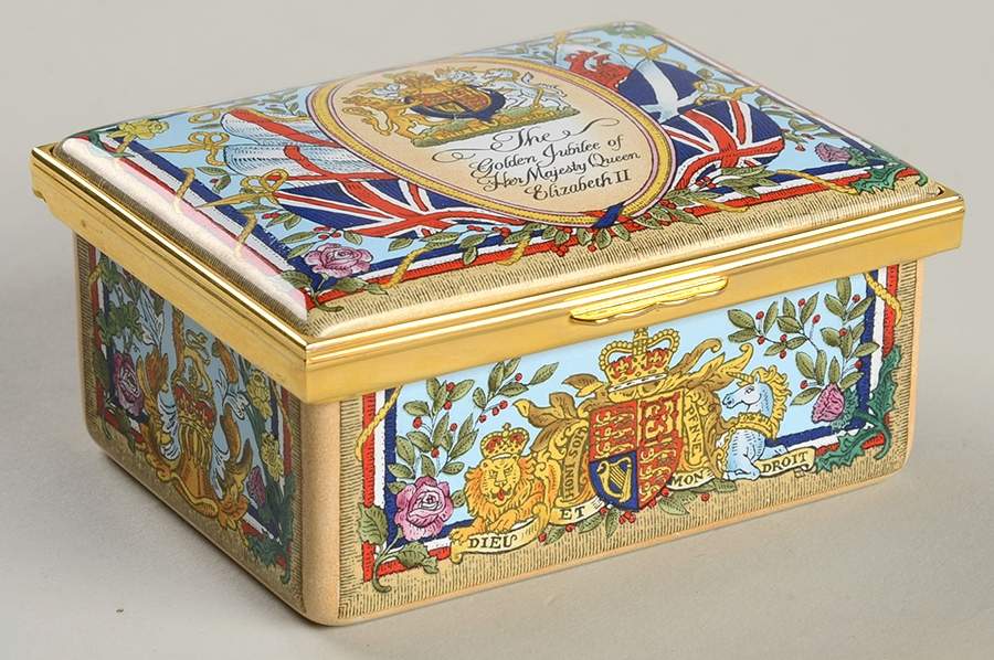 Royalty Commemorative Box Elizabeth Ii Golden Jubilee - No Box by Halcyon Days-1