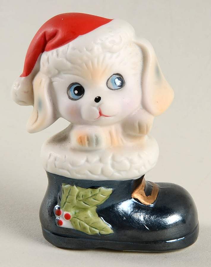Homco Christmas Figurines Puppy In Santa's Boot - No Box by Homco-1
