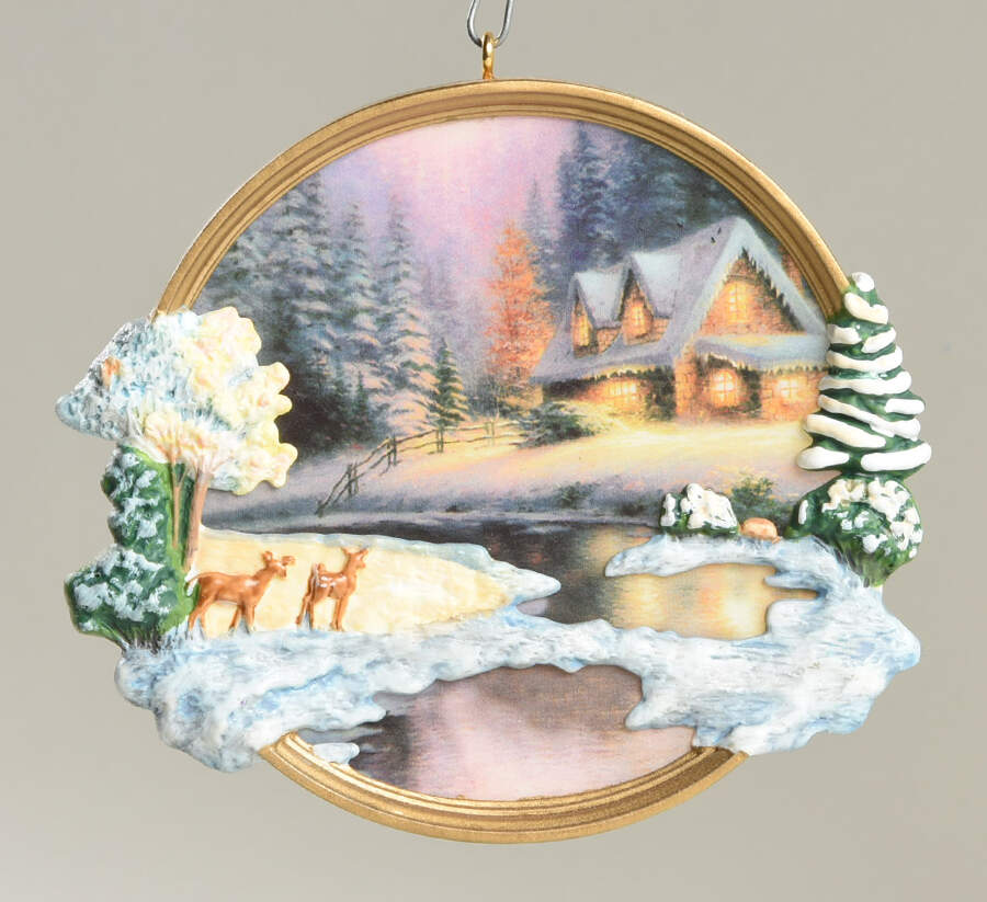 Thomas Kinkade Deer Creek Cottage-2002 - No Box by Hallmark Gold Crown-1
