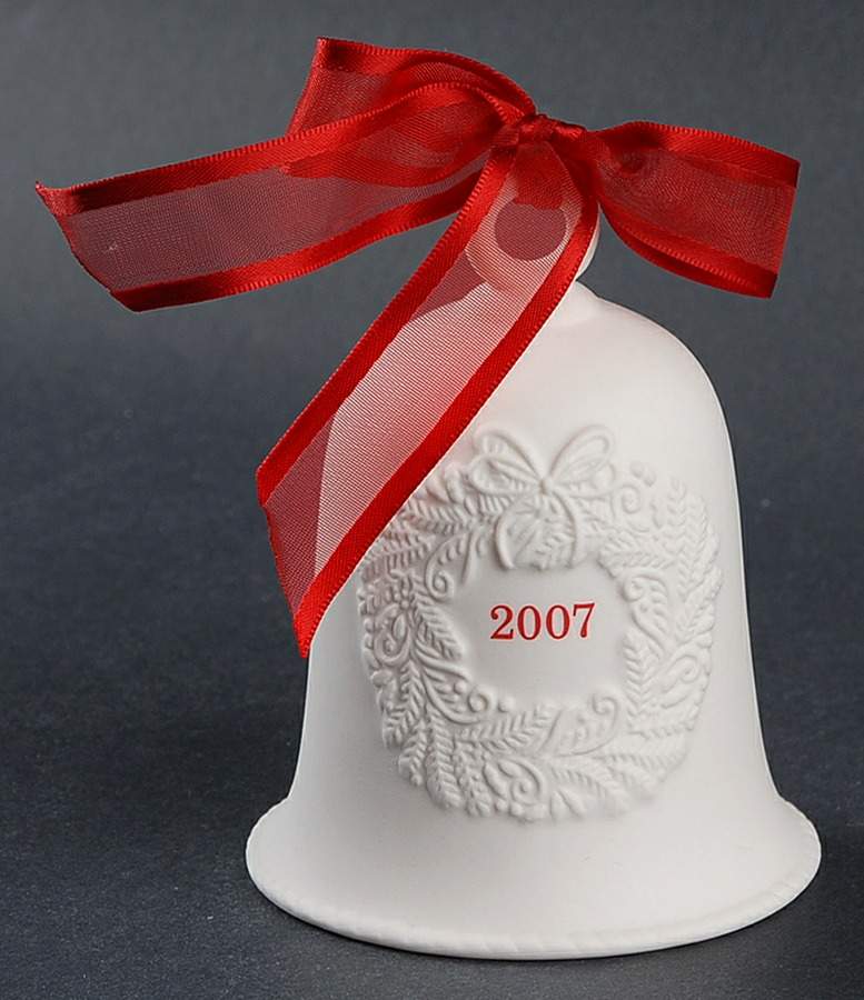 2007 Hallmark Christmas Ornaments Porcelain Dated Bell-2007 - Boxed by Hallmark Gold Crown-1