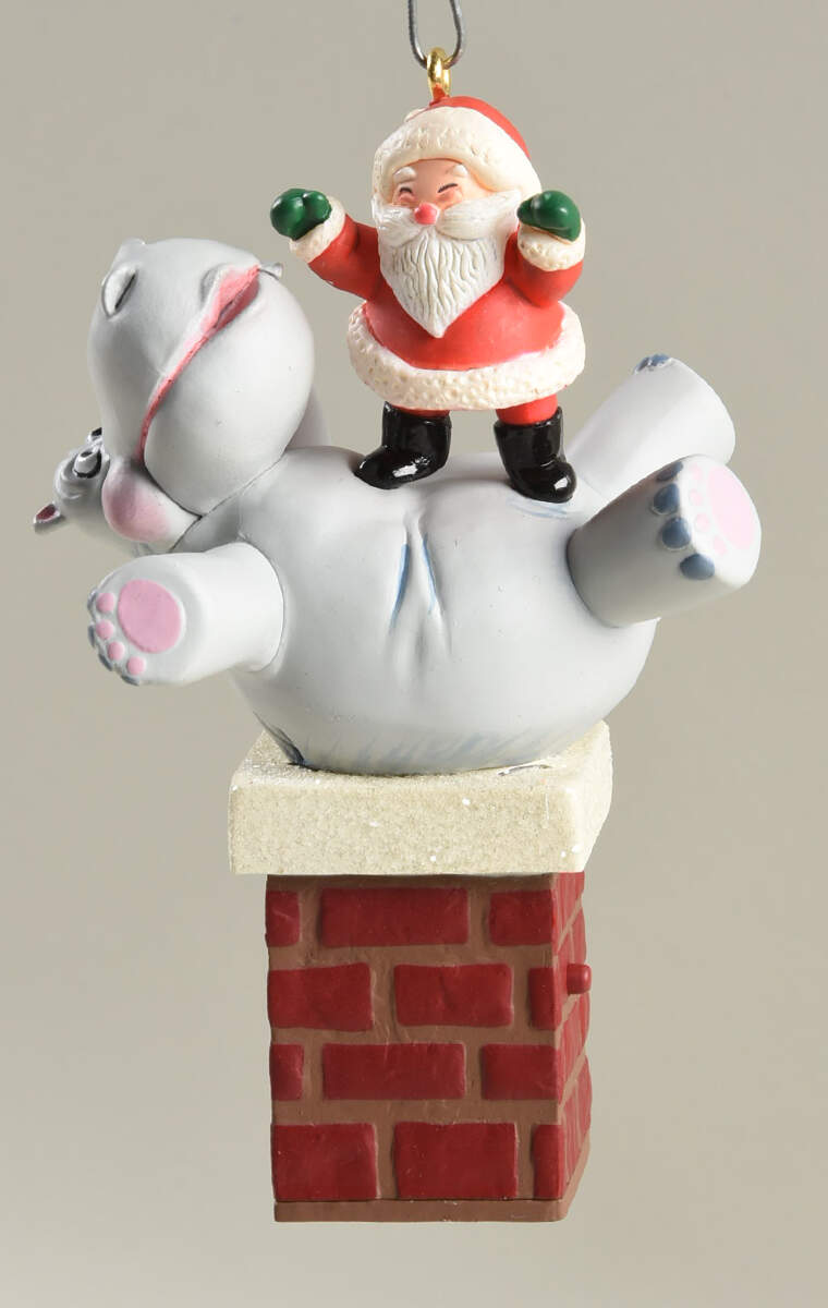 Hippopotamus for Christmas 2008-Hippo & Santa On Chimney - With Box by Hallmark Gold Crown-1