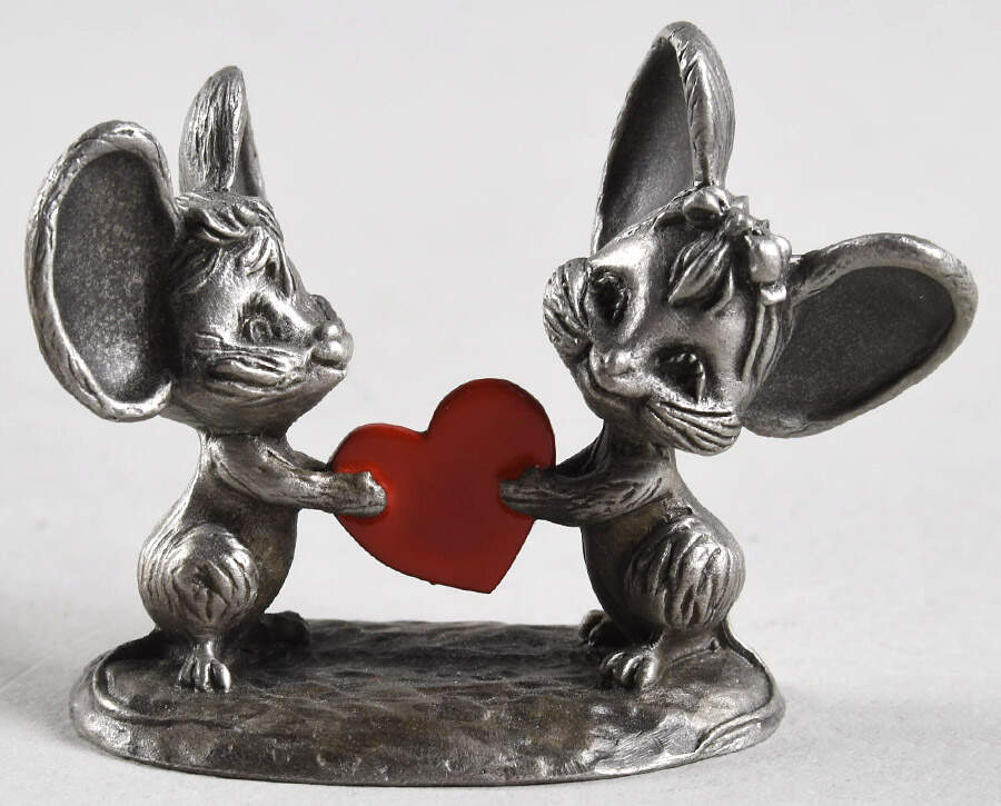 Little Gallery Pewter Figurines Valentine Mice - No Box by Hallmark Gold Crown-1