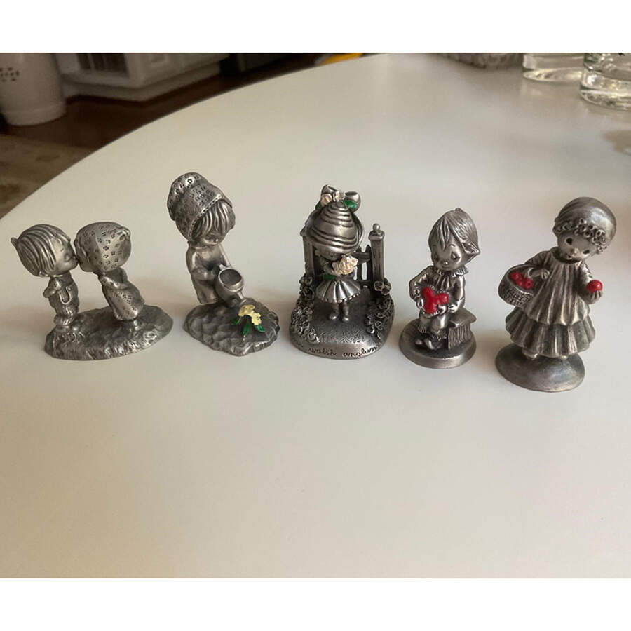 Little Gallery Pewter Figurines Bouquet Girl At Gate - Boxed by Hallmark Gold Crown-1