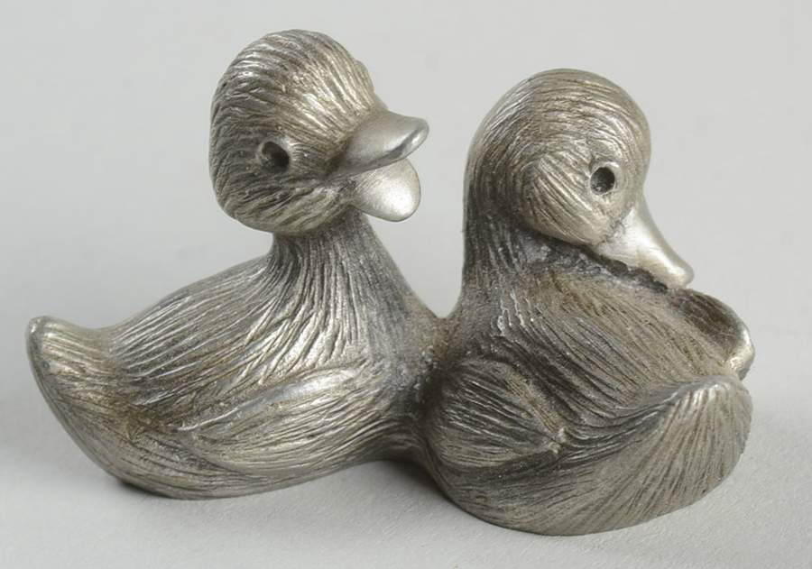 Little Gallery Pewter Figurines Duck Pair - Boxed by Hallmark Gold Crown-1