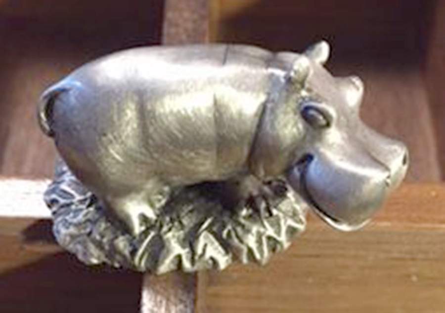 Little Gallery Pewter Figurines Hippo - No Box by Hallmark Gold Crown-1